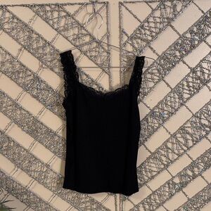 Elegant Black Lace Trim Women's Top
